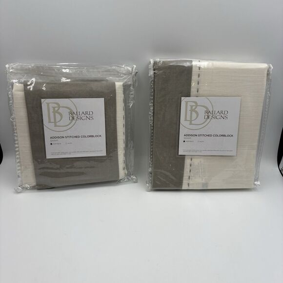 BALLARD DESIGNS LINEN GREY & WHITE CLASSIC (2) STANDARD PILLOW SHAMS 20X26 - Picture 3 of 7